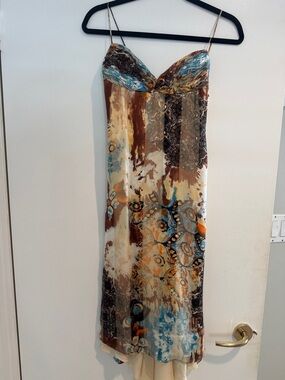 Vintage Naeem Khan Multicolor Abstract Floral Maxi Slip Dress